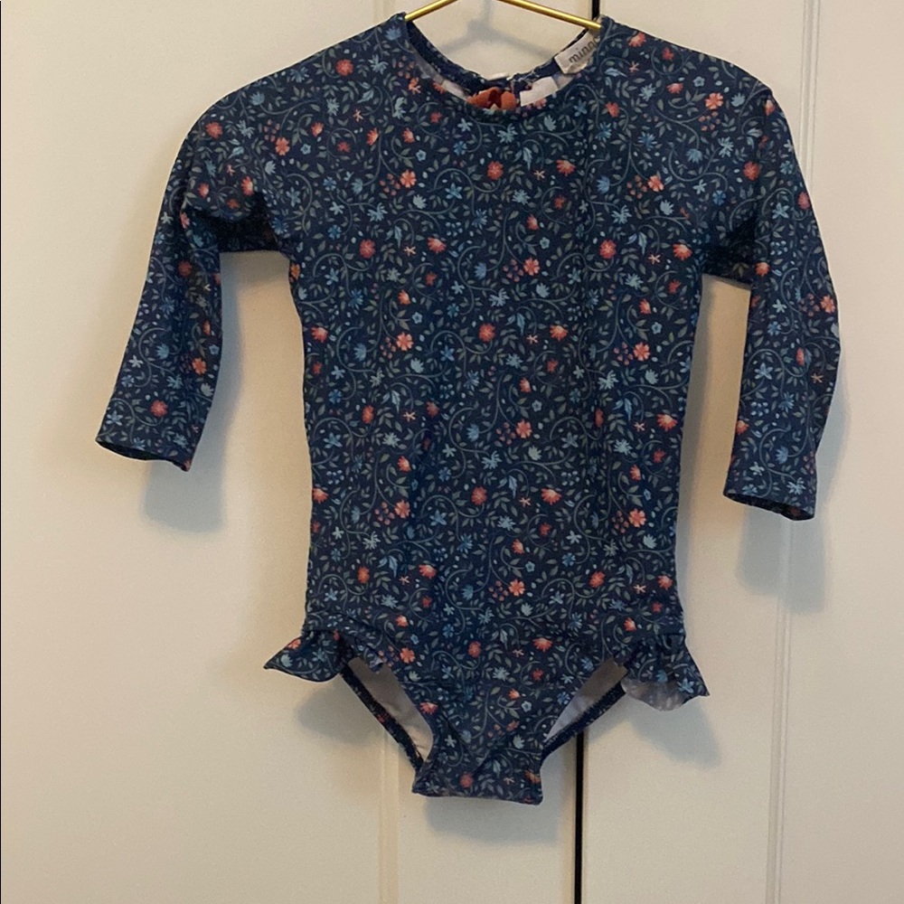 Minnow Swim Navy Floral Swimsuit sz 1T